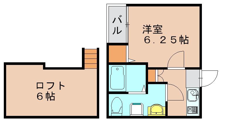 シュプリームメゾンB(1K/2階)の間取り写真