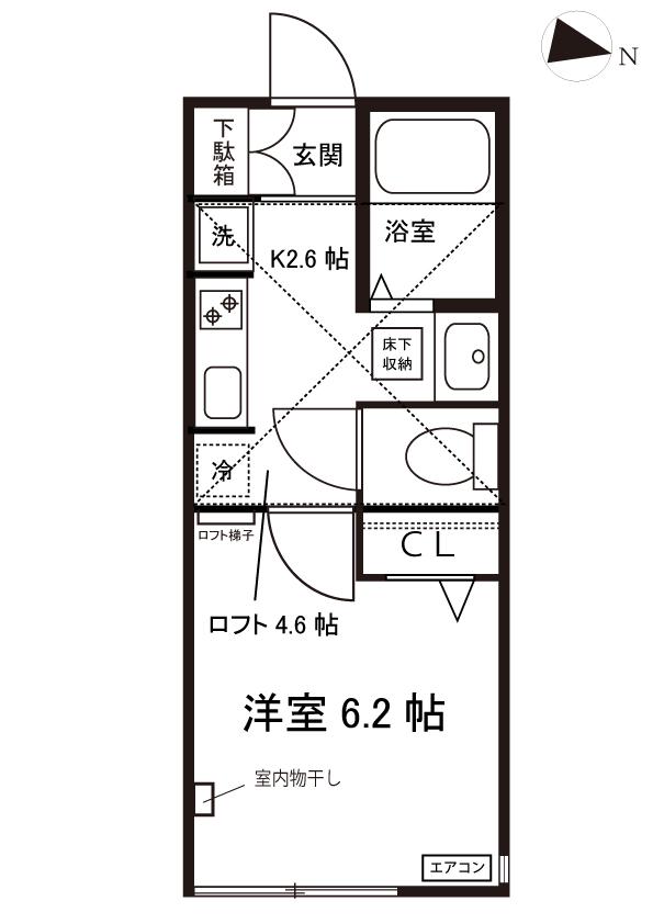 ルノン百合ヶ丘(1K/1階)の間取り写真