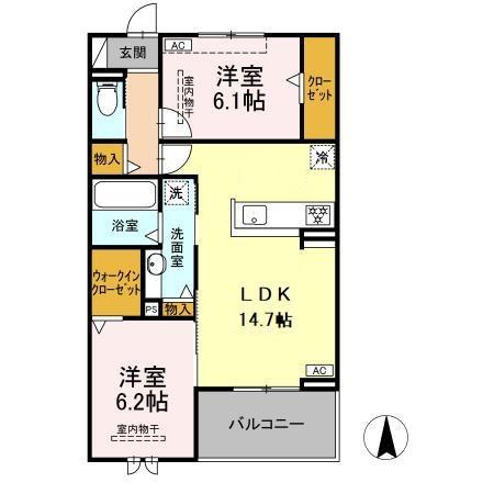 クレール(2LDK/2階)の間取り写真