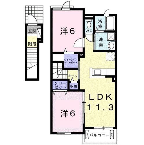 ボヌールRIII A(2LDK/2階)の間取り写真