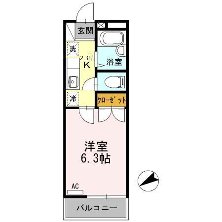 第IIメゾン谷端(1K/2階)の間取り写真