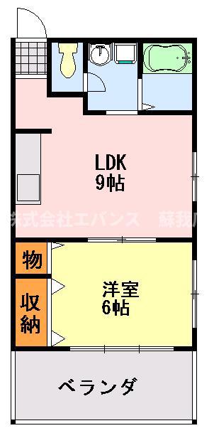 サンパレス平塚III(1LDK/2階)の間取り写真