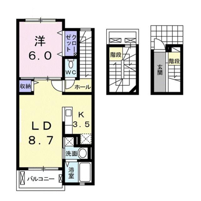 フロンティア21A(1LDK/3階)の間取り写真