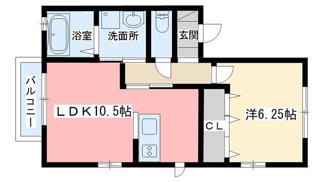 イファルジェンスI(1LDK/2階)の間取り写真
