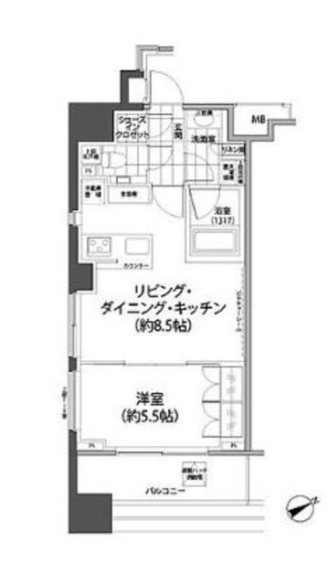 パークハビオ西新宿(1LDK/13階)の間取り写真