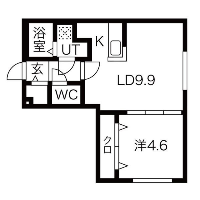 F・ASAHI S7W17(1LDK/4階)の間取り写真