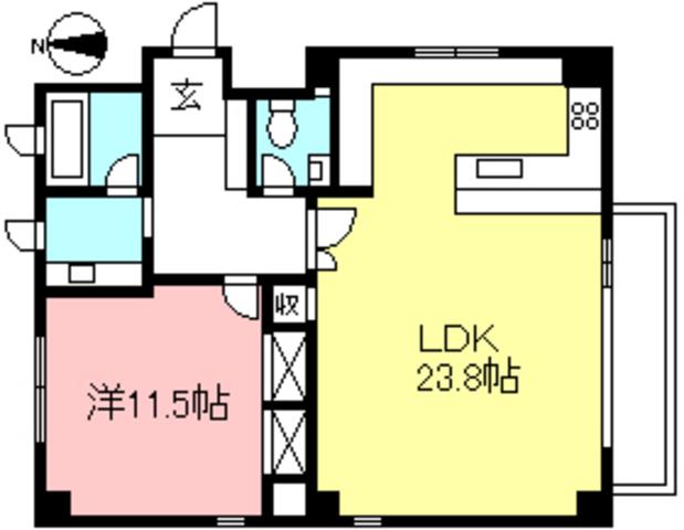 レクト成城(1LDK/2階)の間取り写真
