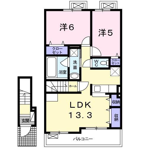 メゾピアノ(2LDK/2階)の間取り写真