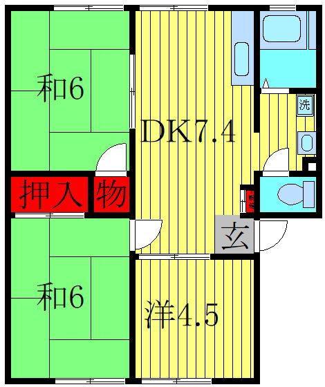 ヴィレッジ松本B棟(3DK/1階)の間取り写真