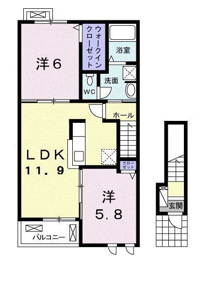 アラベスク(2LDK/2階)の間取り写真