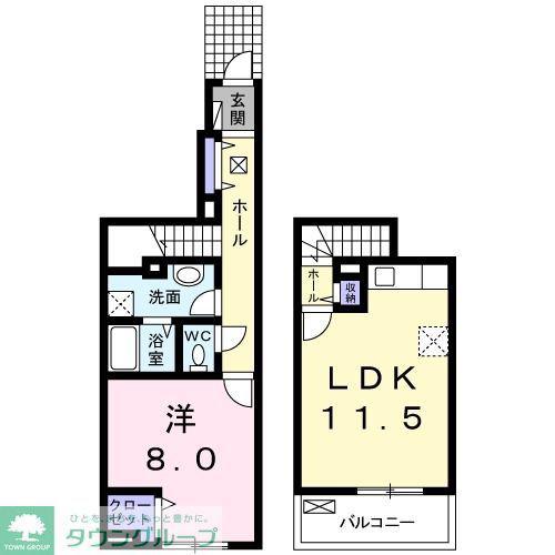 RANA CASA(1LDK/1階)の間取り写真