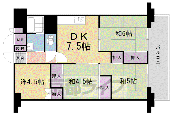 向島ニュータウン(4DK/6階)の間取り写真
