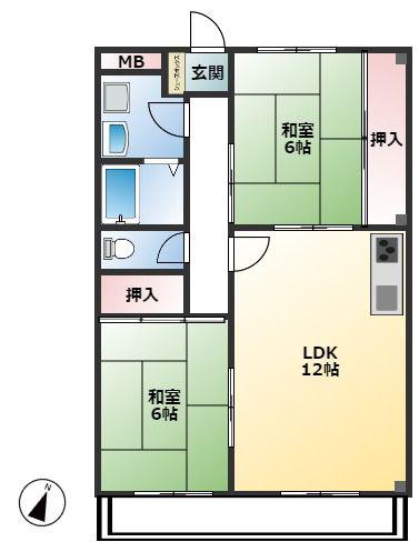 リバーサイド東川口NO.1(2LDK/1階)の間取り写真