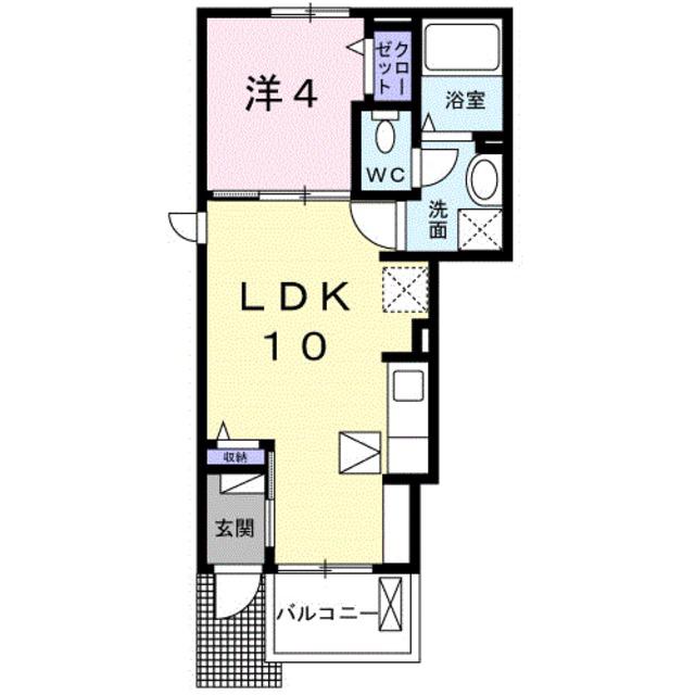 ビオーラ令豊(1LDK/1階)の間取り写真