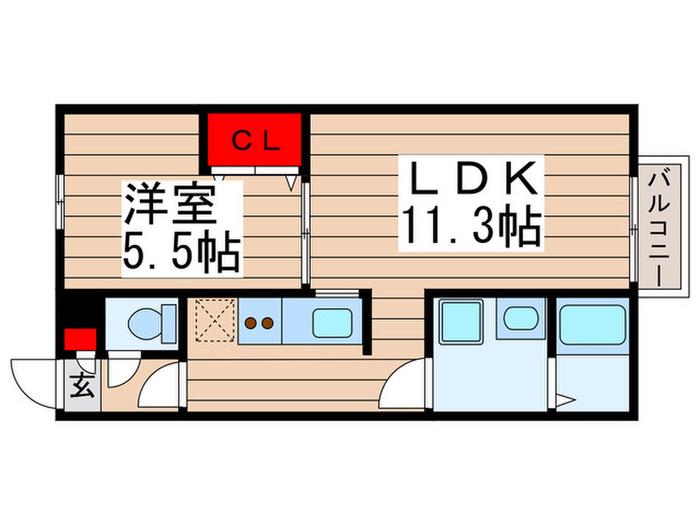 アムール結(1LDK/1階)の間取り写真