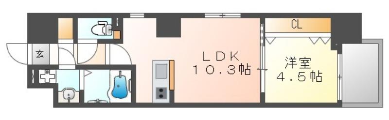 NSP BUILDING HEIWAODORI(1LDK/6階)の間取り写真