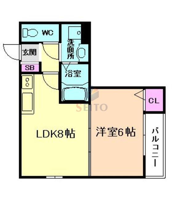 HARU豊中曽根(1LDK/1階)の間取り写真