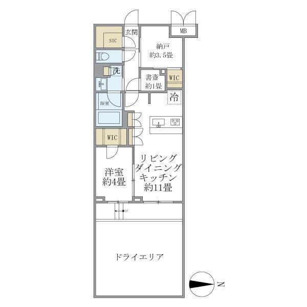 ラペルラ自由が丘2(1SLDK/1階)の間取り写真