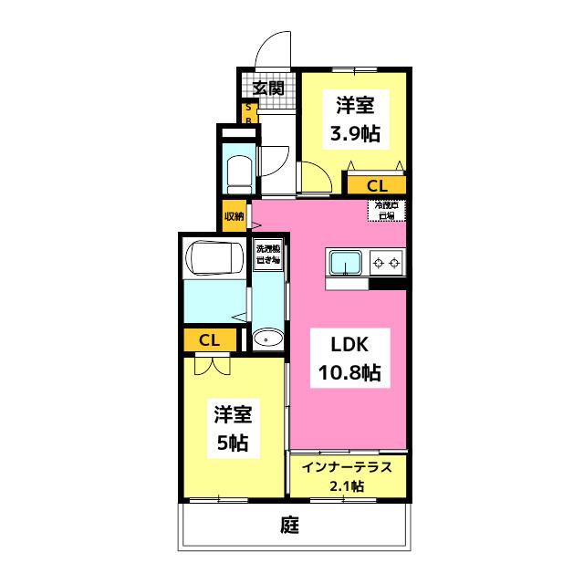 URBAN STAGEA春日I(2LDK/1階)の間取り写真