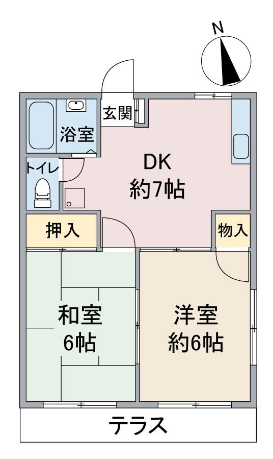 アパートメント杉並(2DK/1階)の間取り写真