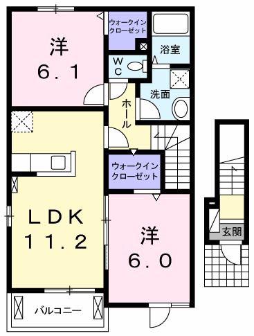 ラフレシールI(2LDK/2階)の間取り写真