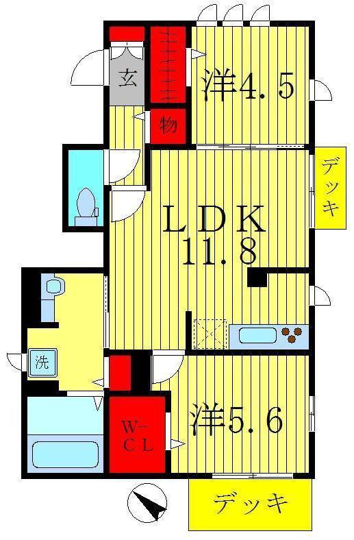 リベラーレ(2LDK/1階)の間取り写真