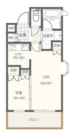 ダイナシティ新中野(1LDK/4階)の間取り写真