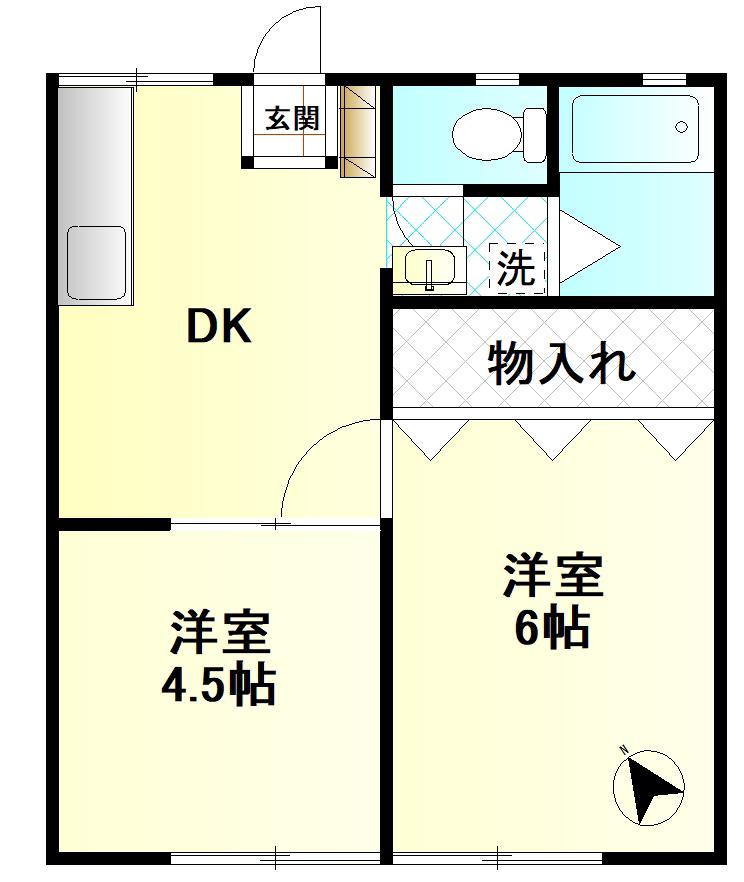 錦ハイツ(2DK/1階)の間取り写真