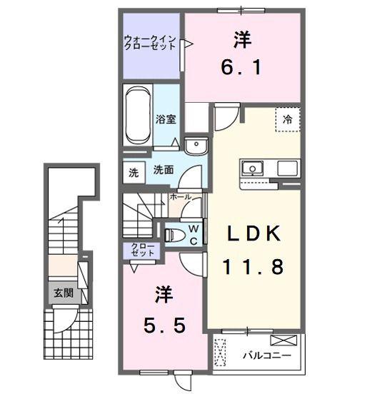 プラーンドルXVI(2LDK/2階)の間取り写真
