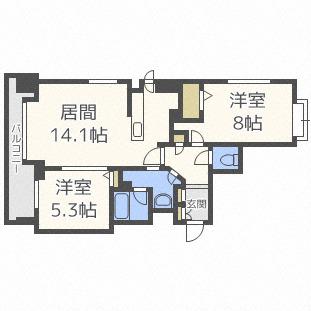 ラ・クラッセ札幌ステーションプレイス(2LDK/6階)の間取り写真