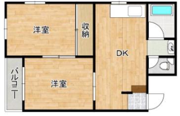 成田グリーンハイツ(2DK/3階)の間取り写真