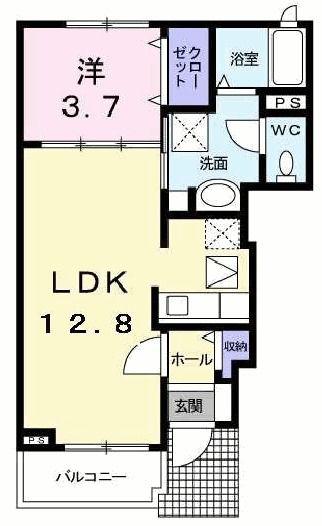プリムローズガーデン(1LDK/1階)の間取り写真
