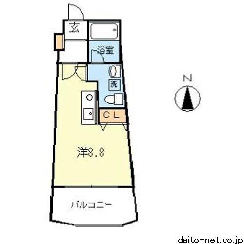 インフィールド溝口(ワンルーム/9階)の間取り写真