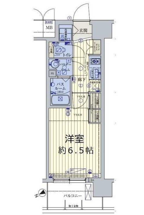 スワンズシティ中之島クロス(1K/11階)の間取り写真