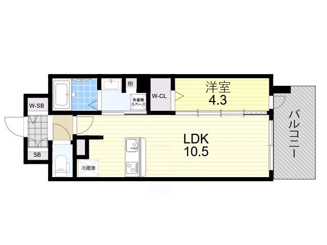 サザンネスト住ノ江駅前(1LDK/5階)の間取り写真