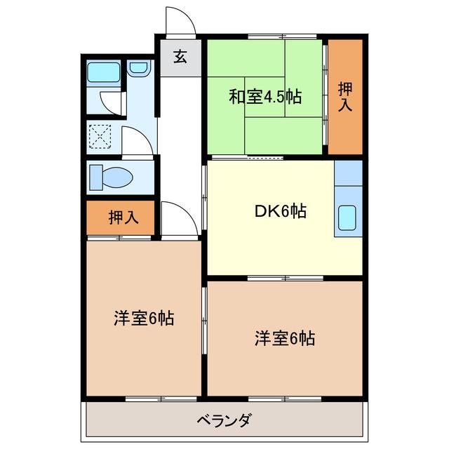 第三コーポ1000(3DK/2階)の間取り写真