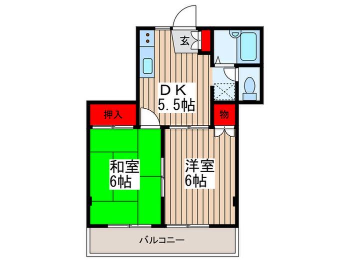 メゾン南浦和(2DK/1階)の間取り写真