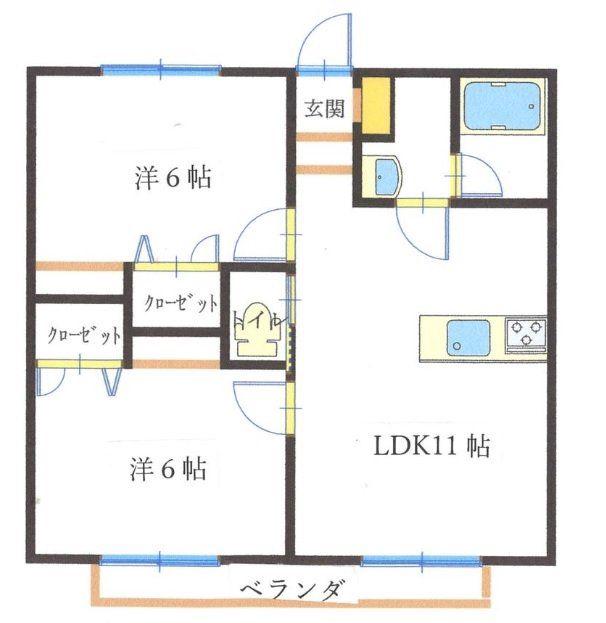 ヴィクトリーD(2LDK/1階)の間取り写真