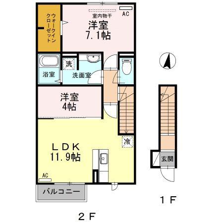ルーチェ・アモン A棟(2LDK/2階)の間取り写真