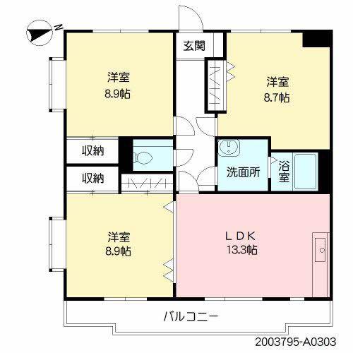 K&M京塚ハイツ(3LDK/3階)の間取り写真