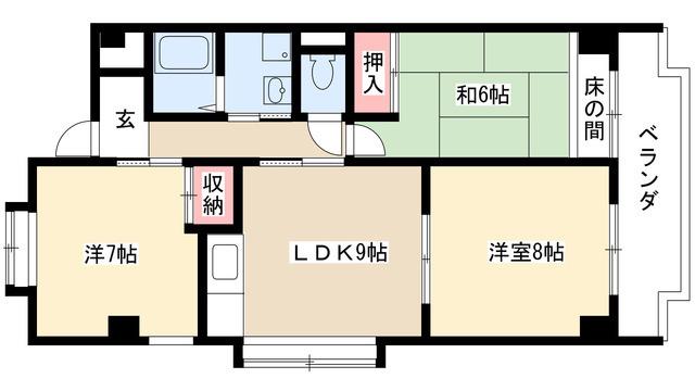 ウィステリアパレス(2LDK/4階)の間取り写真