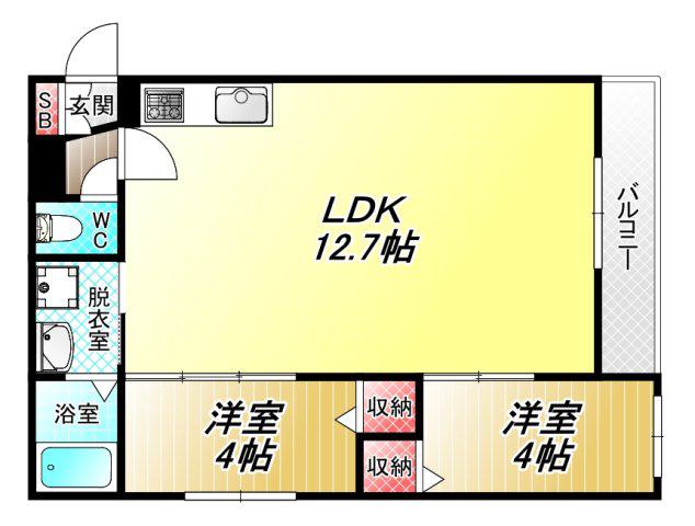 TIO FLEUR(2LDK/1階)の間取り写真