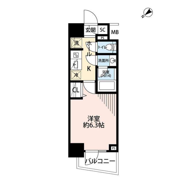 プレールドゥーク横濱浅間町(1K/9階)の間取り写真