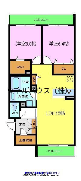シャーメゾンベネフィールド(2LDK/2階)の間取り写真
