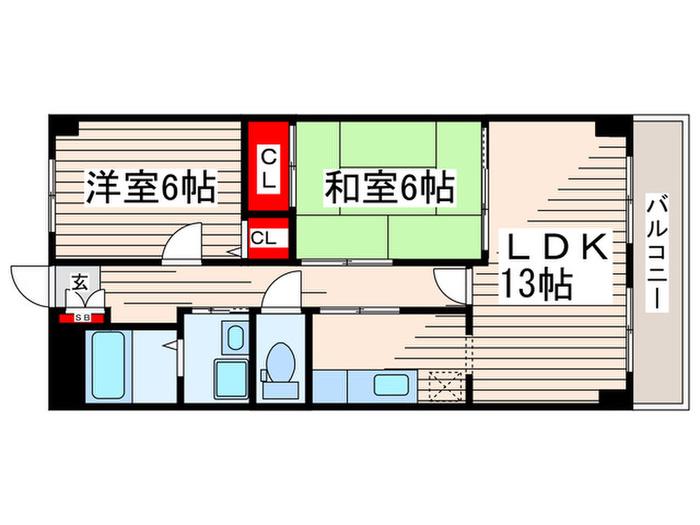 グランフィールド葛西(2LDK/6階)の間取り写真
