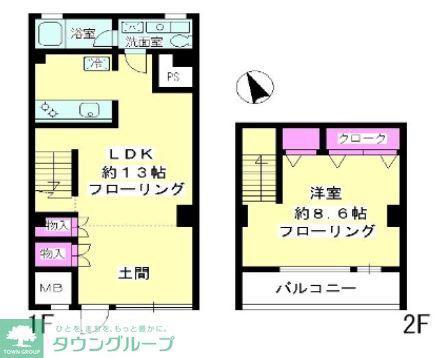 御用場マンション(1LDK/1階)の間取り写真