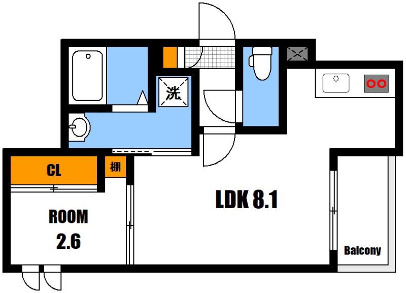 REGALEST-S 古市1(1LDK/2階)の間取り写真