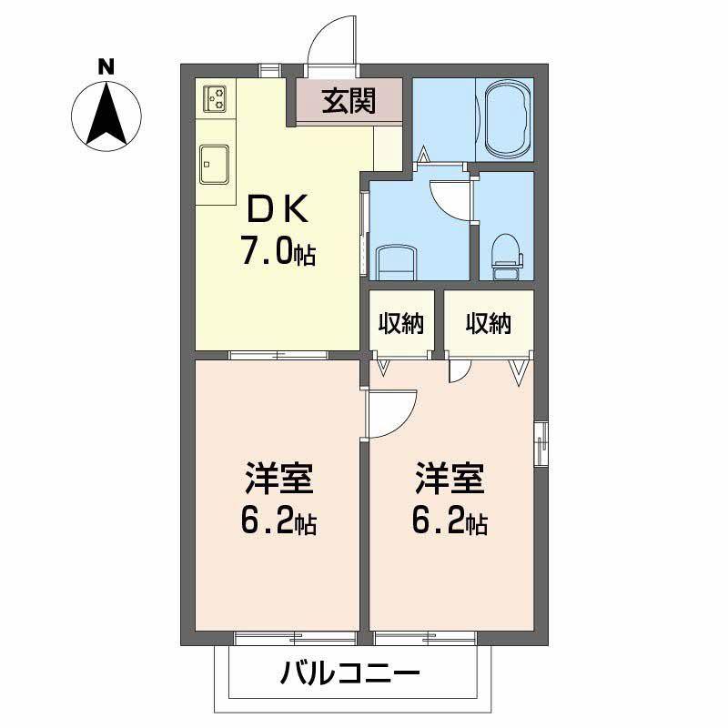 グレイス重信(2DK/2階)の間取り写真