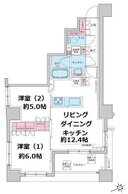 ステラメゾン三軒茶屋(2LDK/13階)の間取り写真