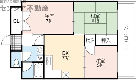 グランドシャトー鴫野(3DK/3階)の間取り写真